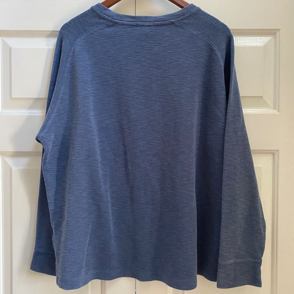Banana Republic Long Sleeve Shirt Mens XXL Blue Slub Crewneck Top University - Picture 7 of 7